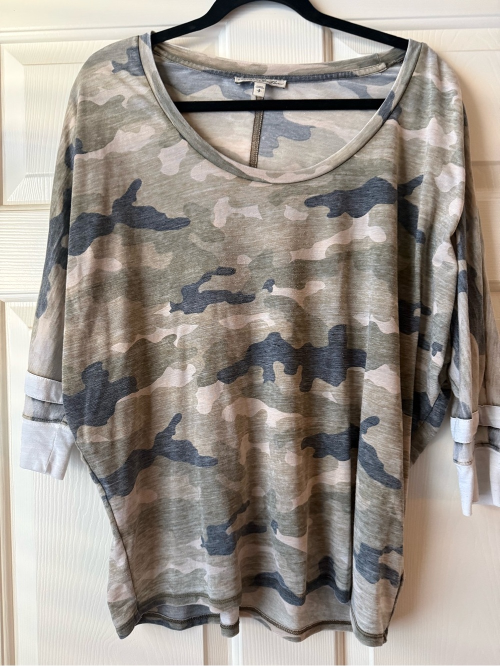 Women's Camo Scoop Neck Top/off the shoulder, lightweight- Camo